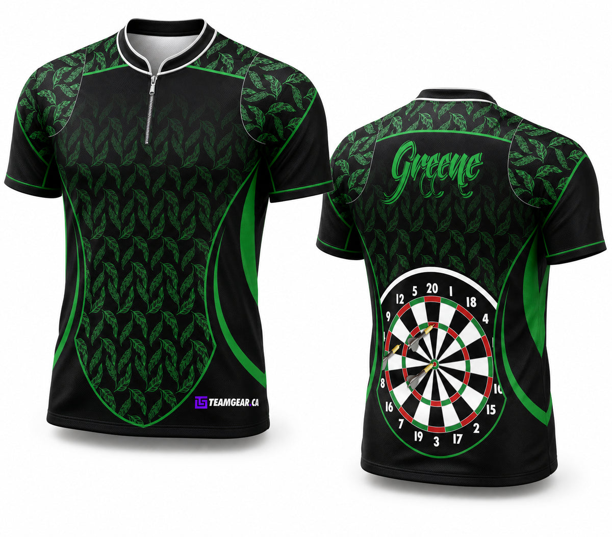 Green Competitive Darts Jersey - front and back view