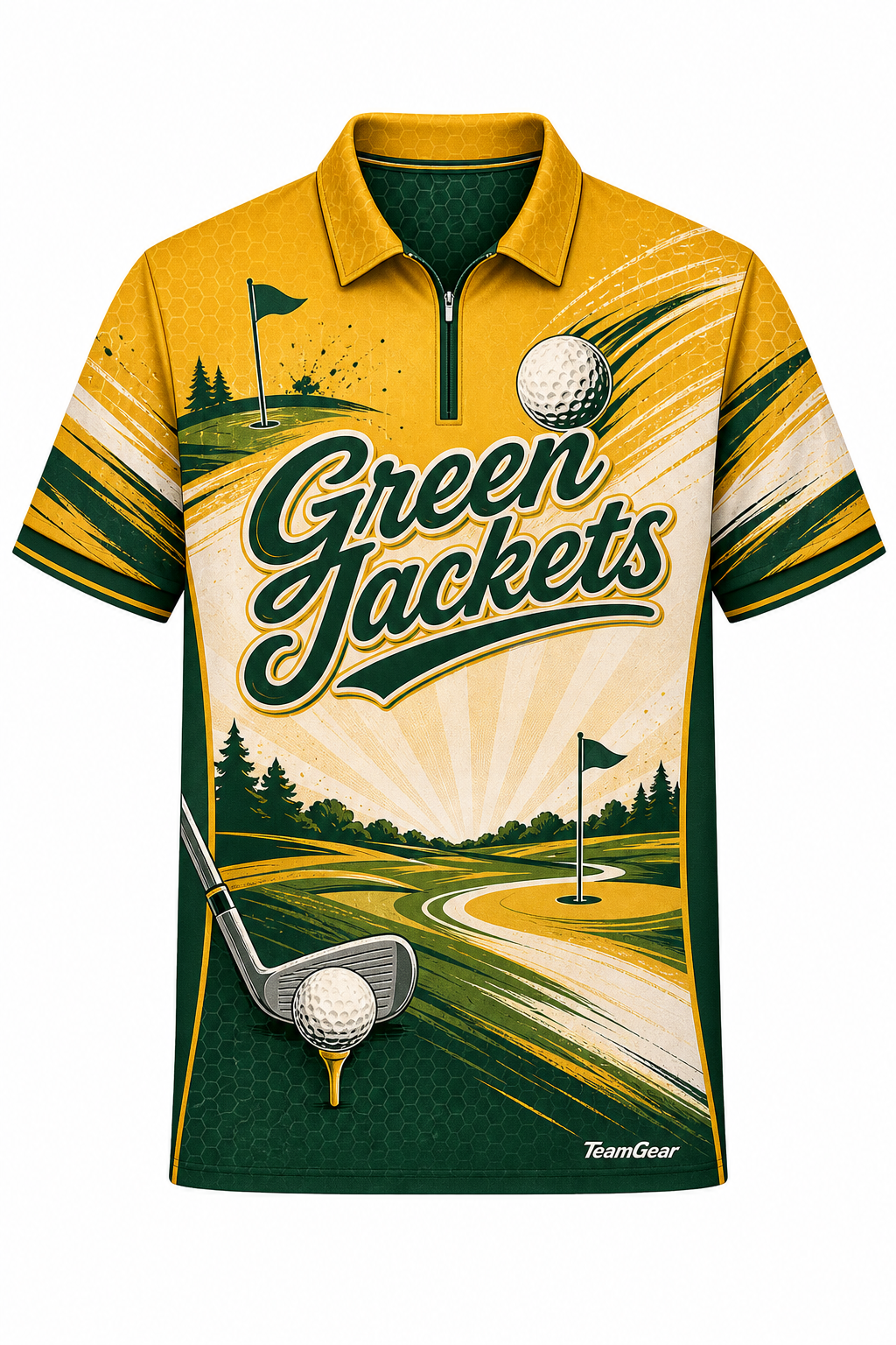 Green Jackets Gold Golf Polo design