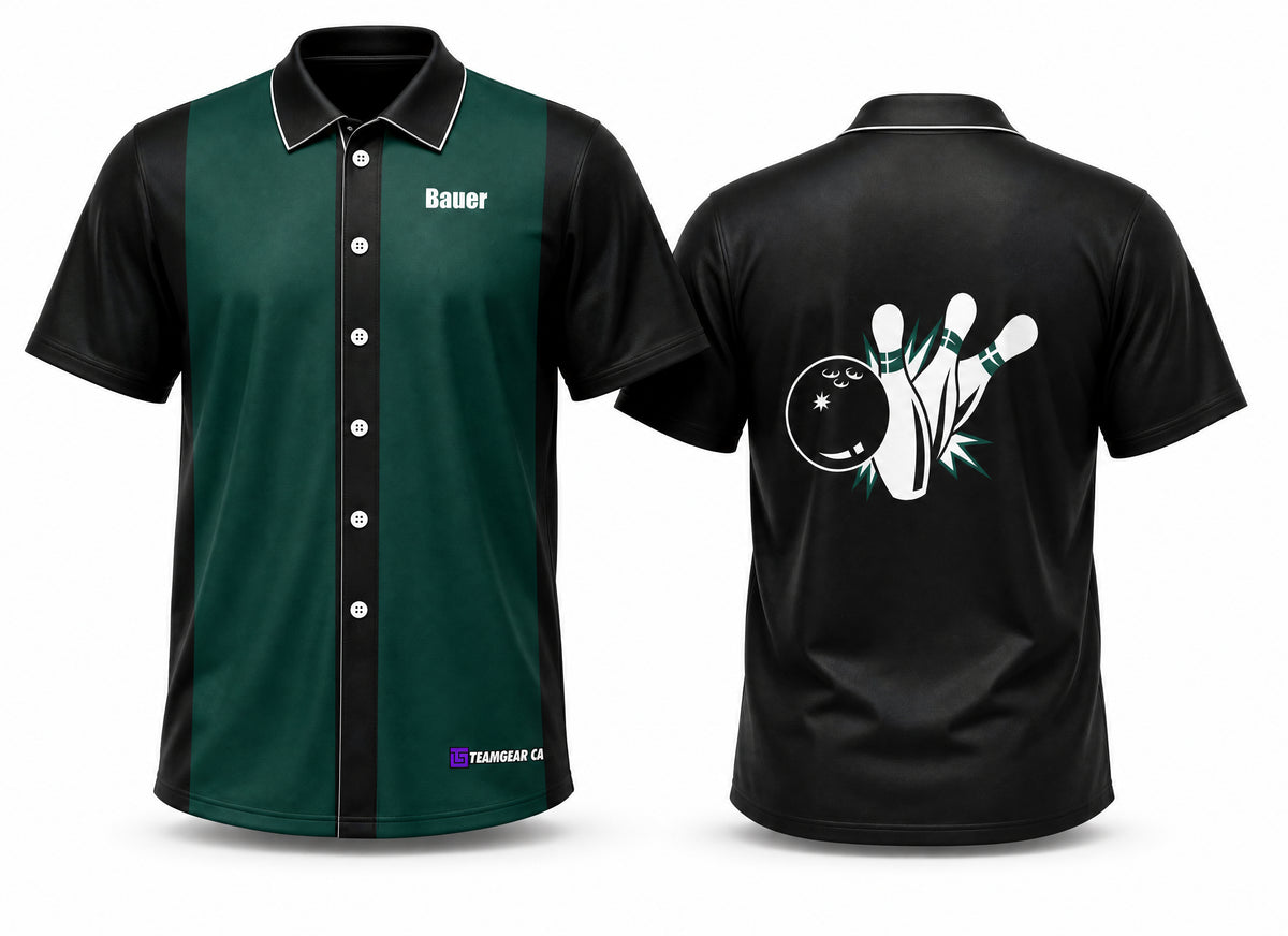 Green Machine Bowling Jersey - front and back view