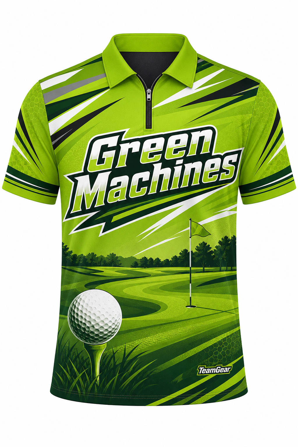 Green Machines Lime Golf Polo design