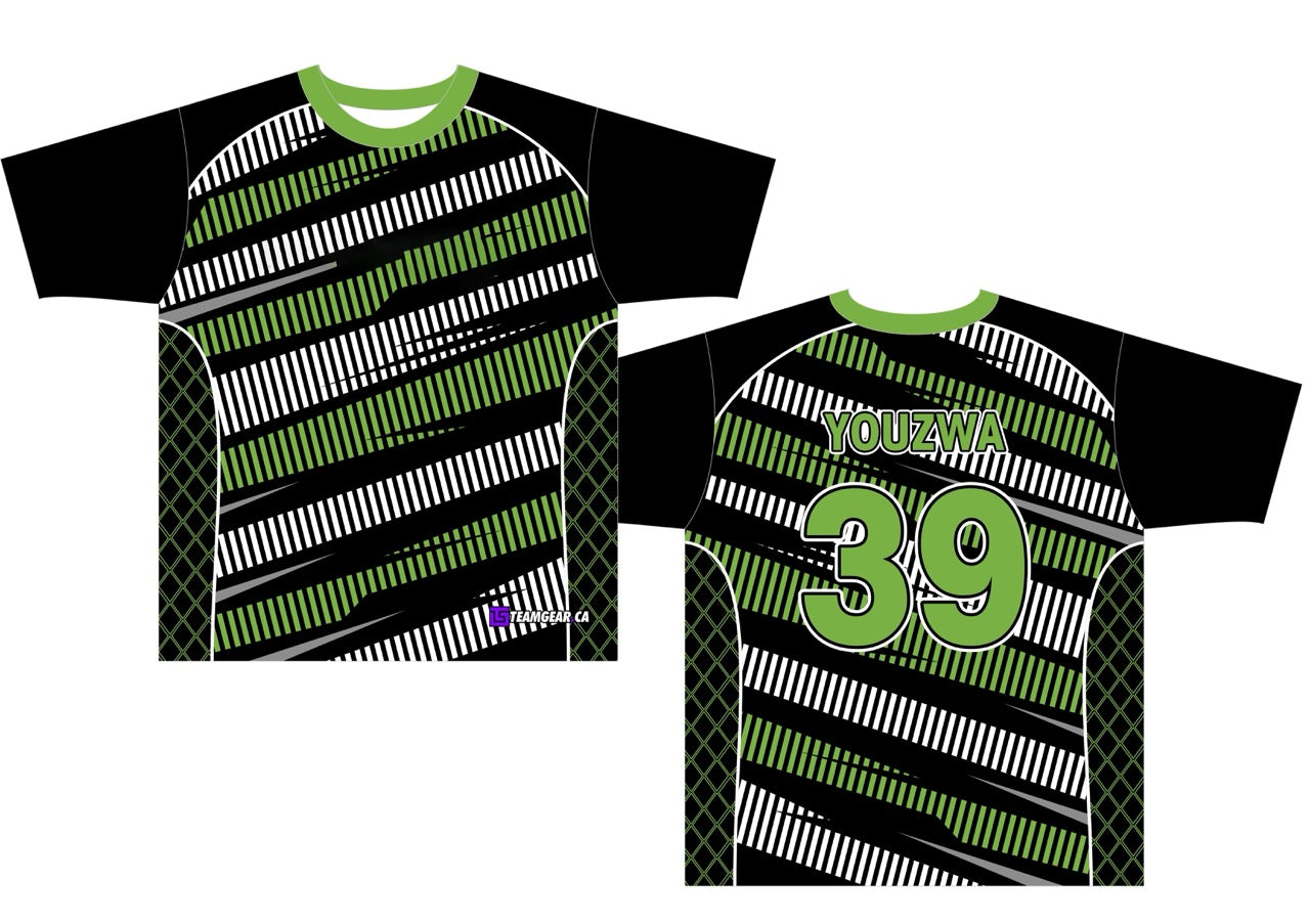 green and white striped table tennis jerseys with large back number