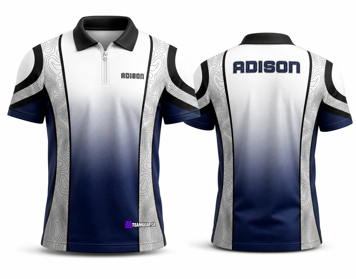 Grey and Blue Archery Shooting Jersey - front and back view