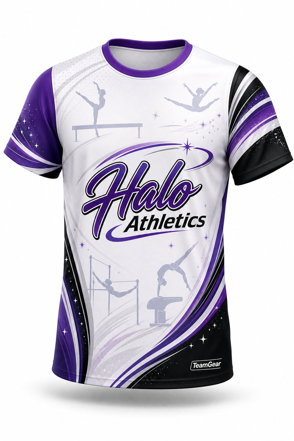 Halo Athletics White Gymnastics Jersey - front and back view