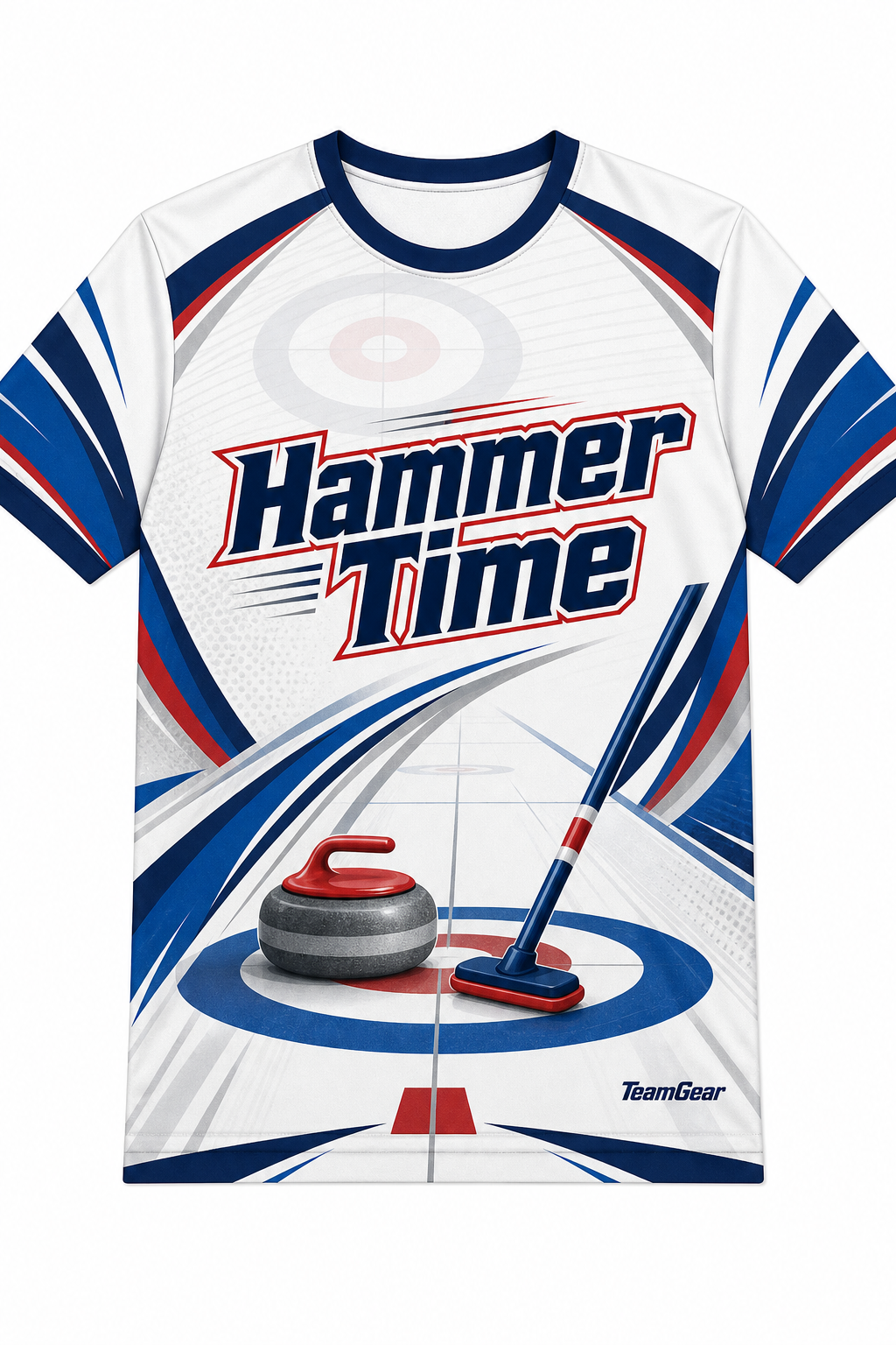 Hammer Time White Curling Jersey design