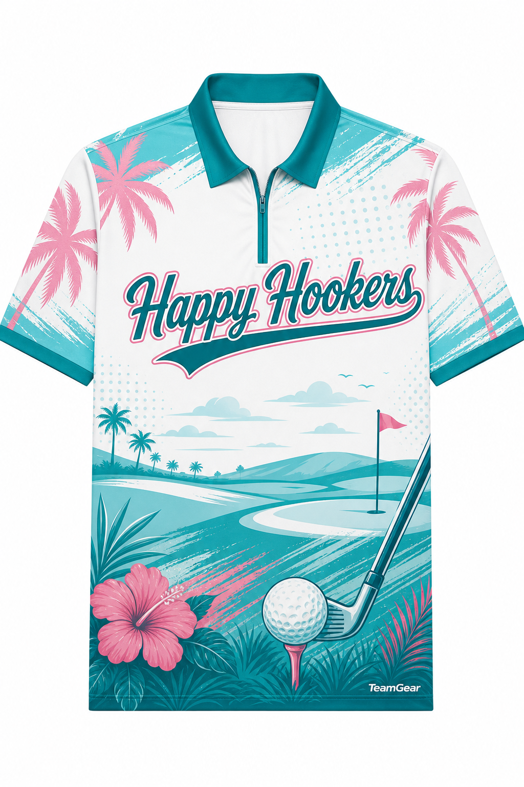 Happy Hookers White Golf Polo design