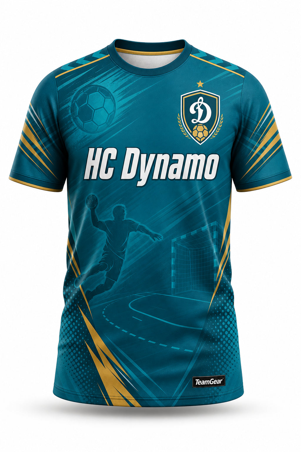 HC Dynamo Teal Handball Jersey - front and back view