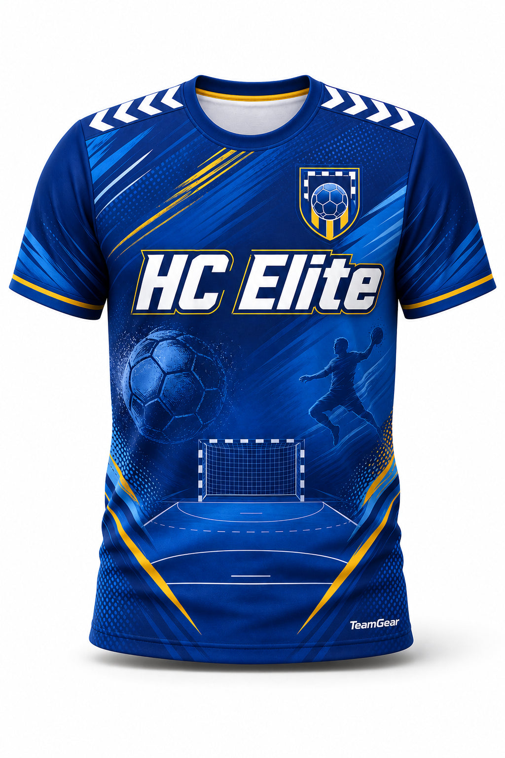 HC Elite Blue Handball Jersey - front and back view