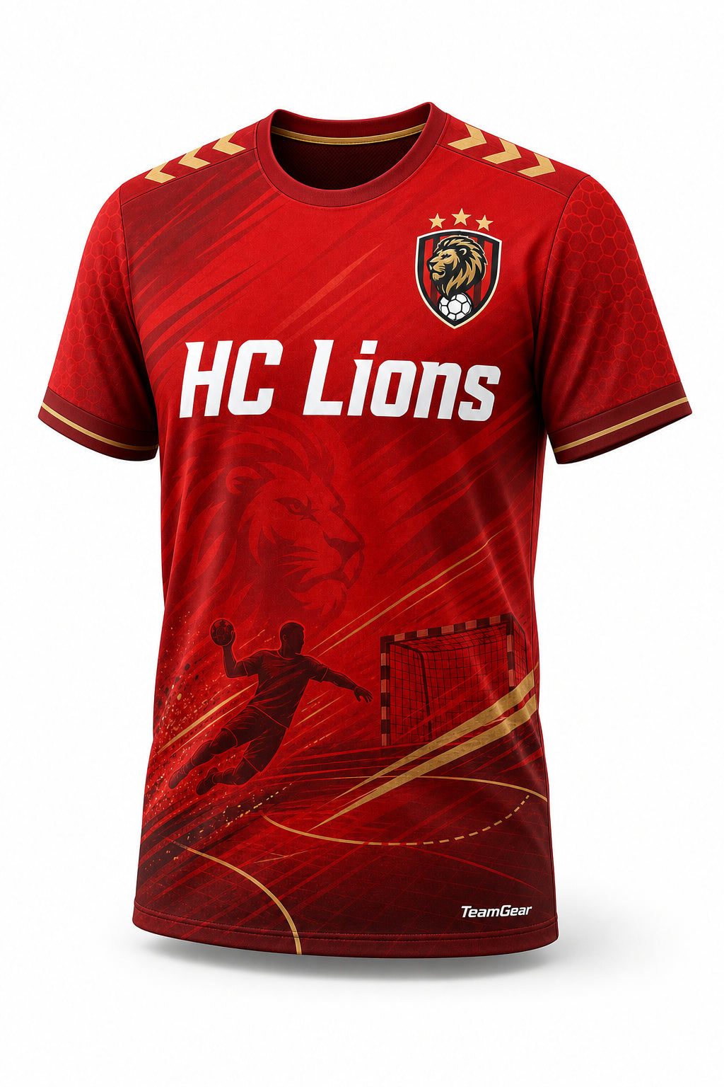 HC Lions Red Handball Jersey - front and back view