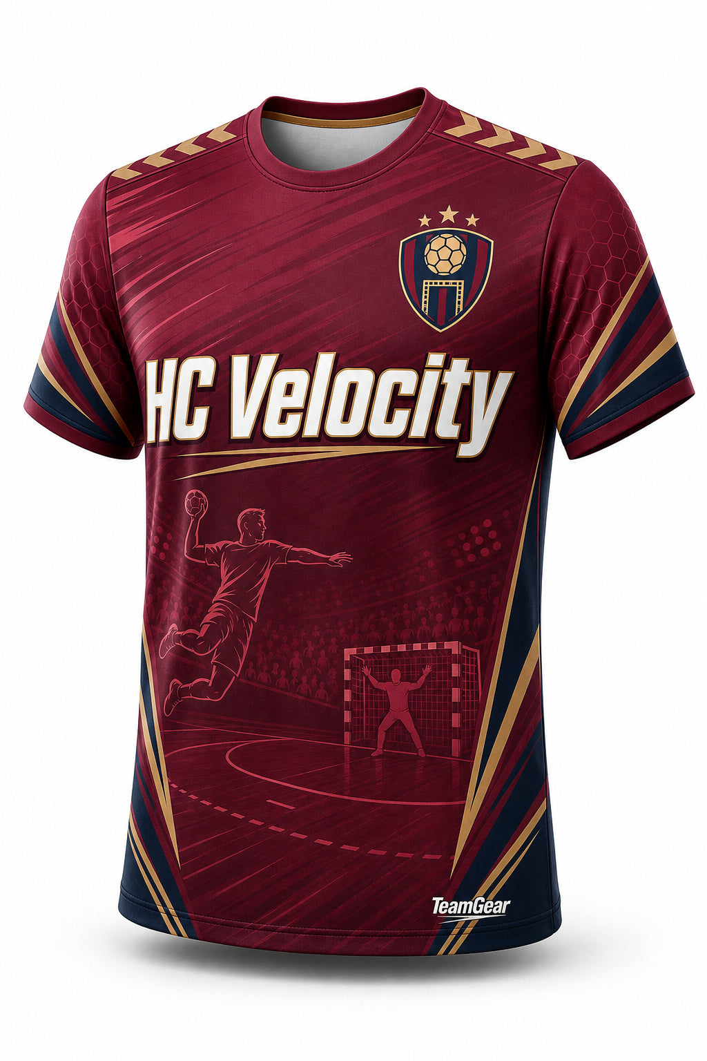 HC Velocity Maroon Handball Jersey - front and back view