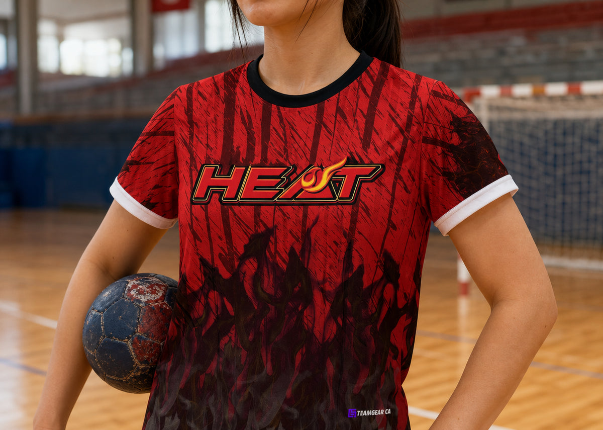 Heat Red Handball Jersey — custom handball jersey worn on model — TeamGear Canada