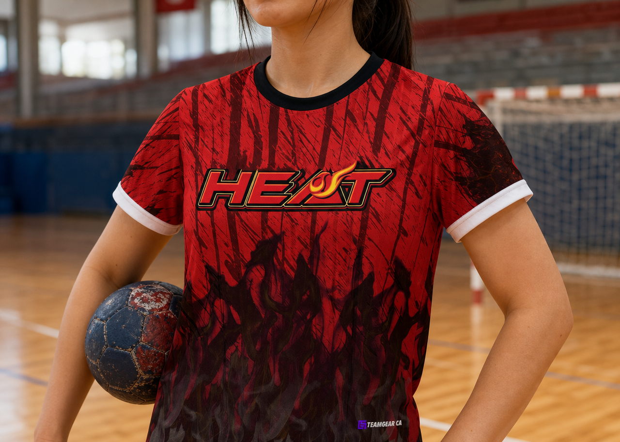 Heat Red Handball Jersey — custom handball jersey worn on model — TeamGear Canada