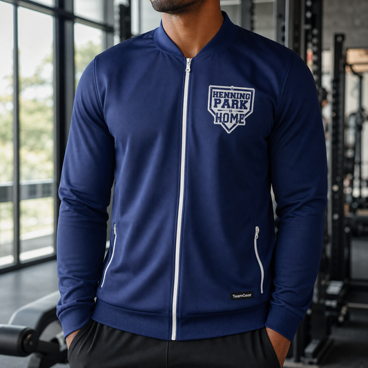 Henning Park Batting Jacket - Full Zipper — custom jacket worn on model — TeamGear Canada