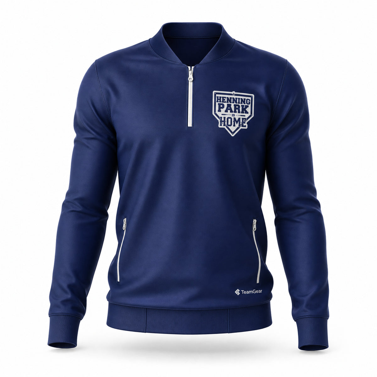 Henning Park Batting Jacket - Quarter Zipper - front and back view