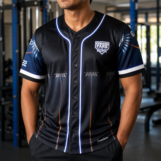 Henning Park Signature Button-Down Jersey — custom jersey worn on model — TeamGear Canada