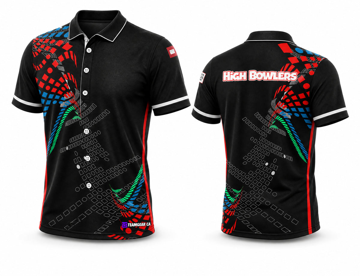 High Bowlers Black Bowling Jersey - front and back view