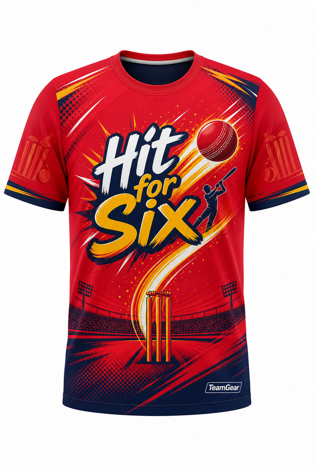 Hit for Six Red Cricket Jersey design