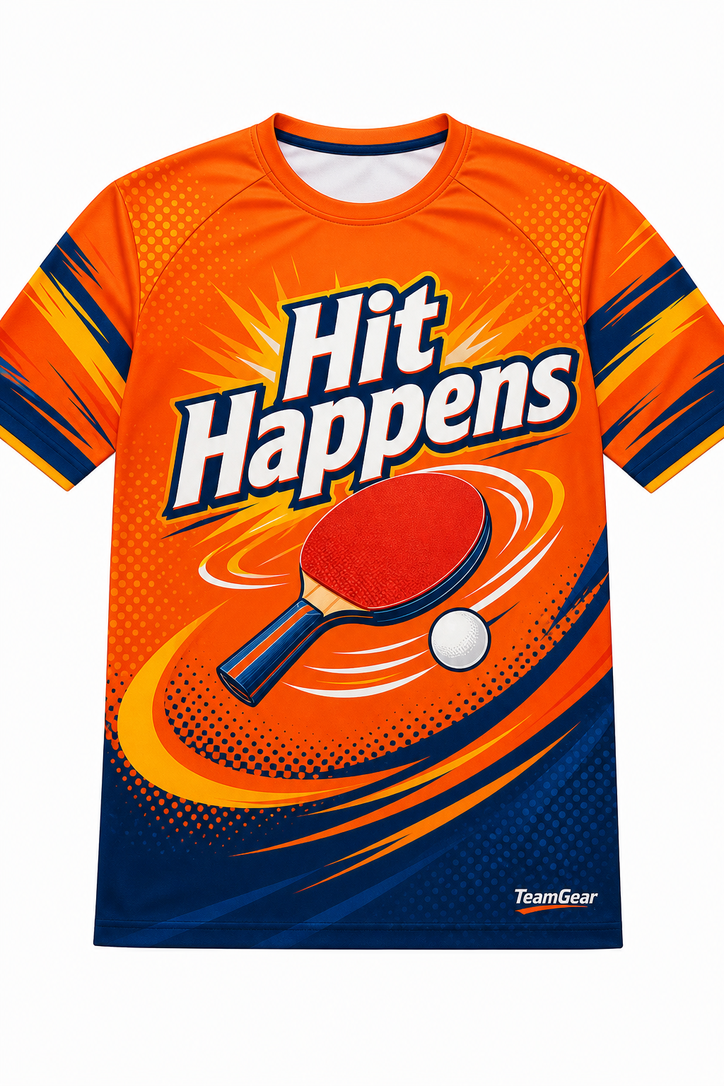 Hit Happens Orange Table Tennis Jersey with name and number