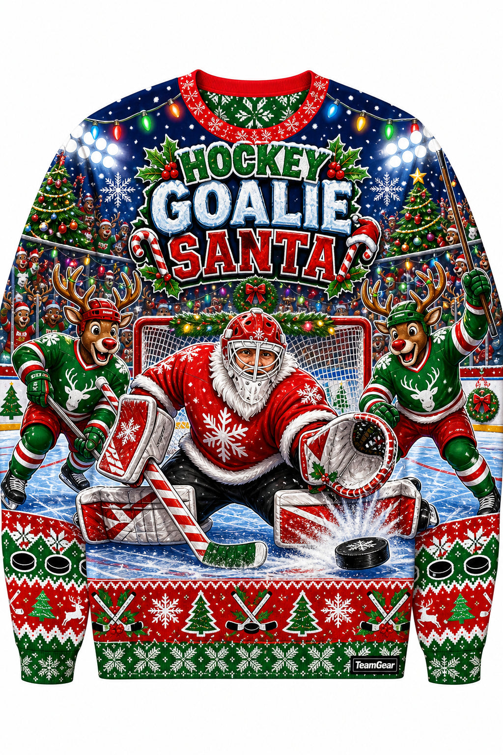 Hockey Goalie Santa Ugly Christmas Sweater design
