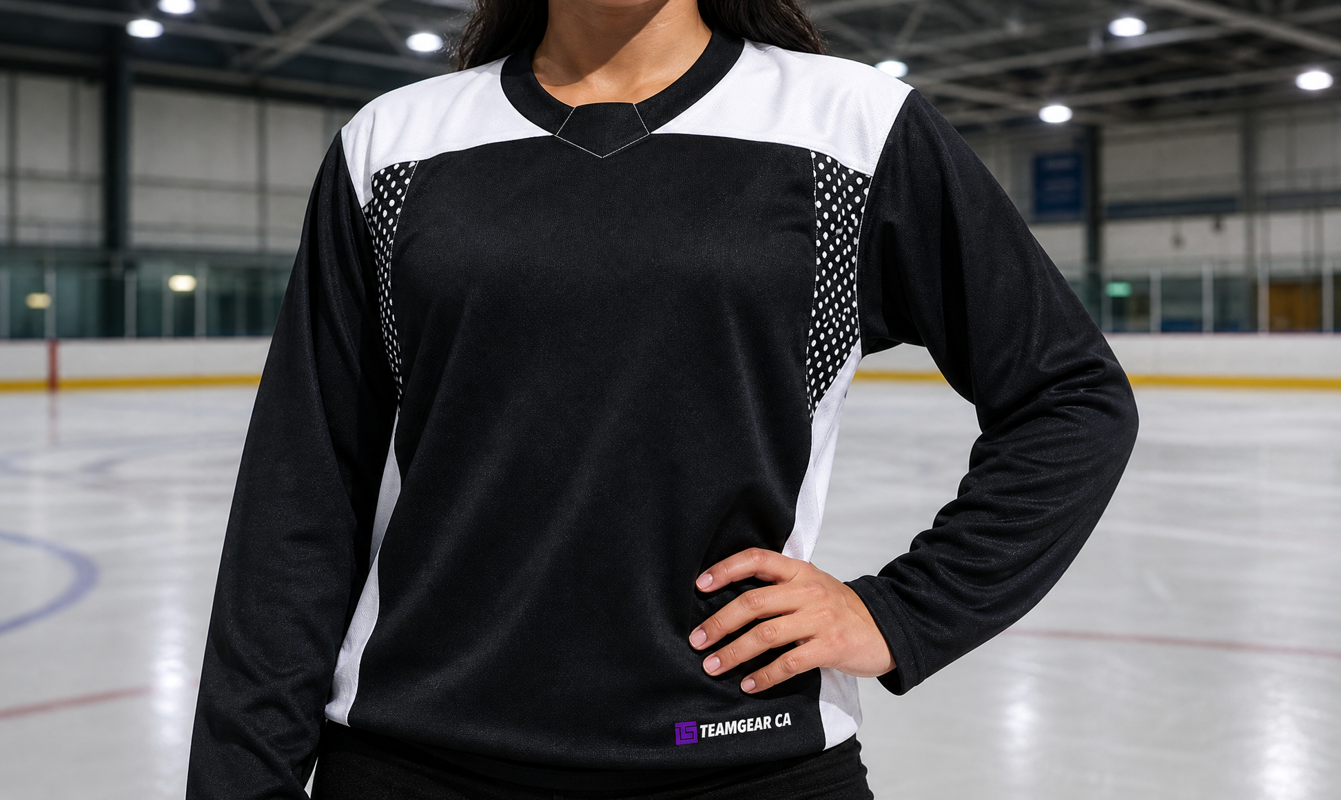 Hockey Practice Jersey Black — custom hockey jersey worn on model — TeamGear Canada