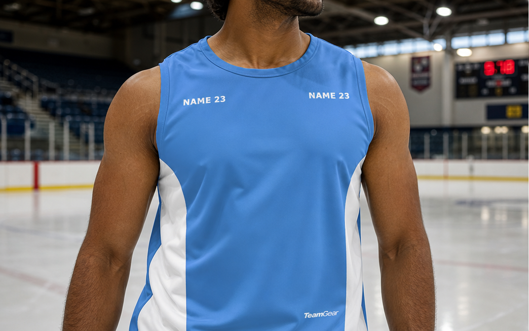 Hockey Practice Socks Powder Blue — custom hockey socks worn on model — TeamGear Canada
