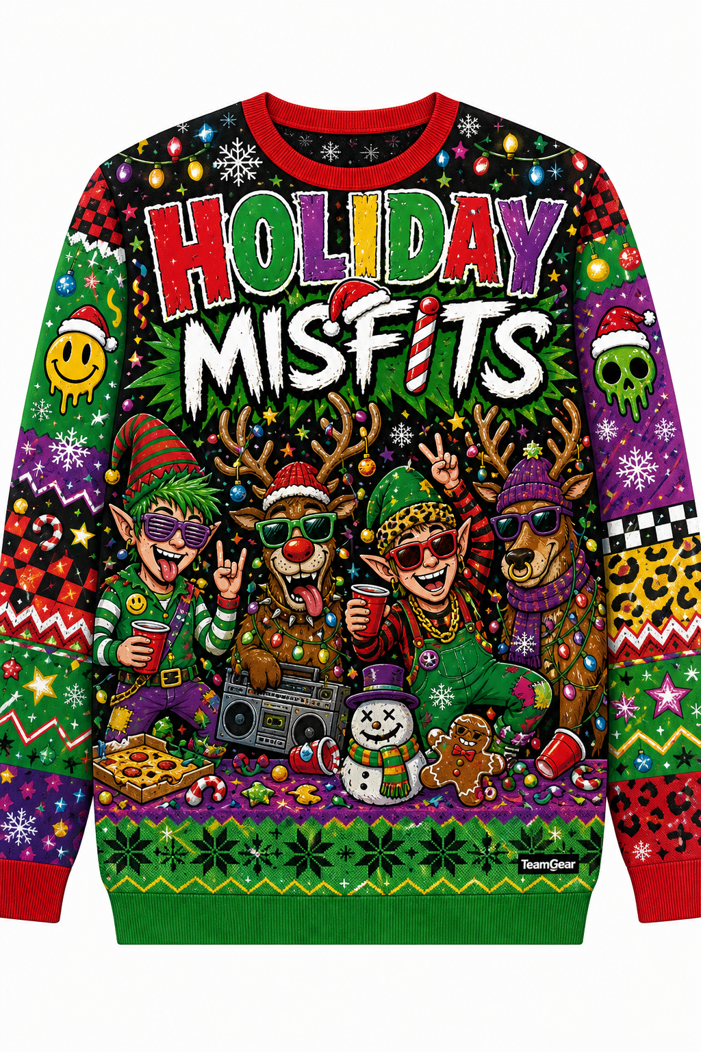 Holiday Misfits Ugly Christmas Sweater design