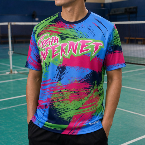 Custom Badminton Jerseys worn on model — TeamGear Canada