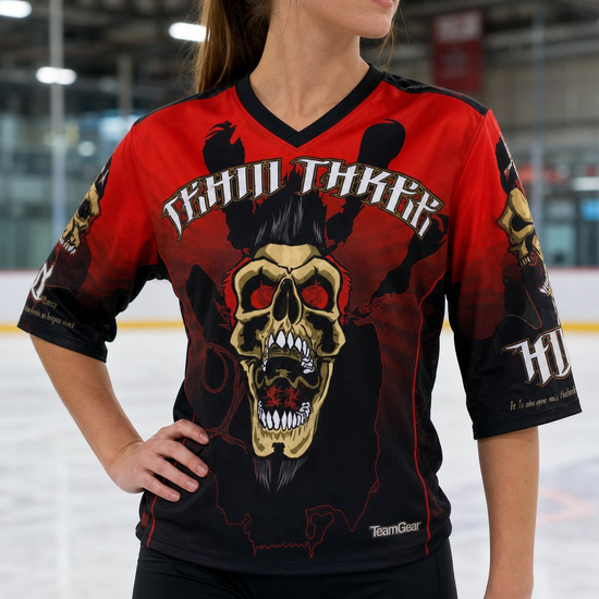 Custom Ball Hockey Jerseys worn on model — TeamGear Canada