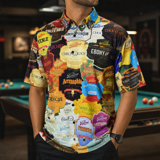 Custom Billiards Jerseys worn on model — TeamGear Canada