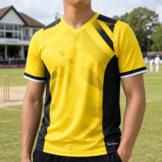 Custom Cricket Jerseys worn on model — TeamGear Canada