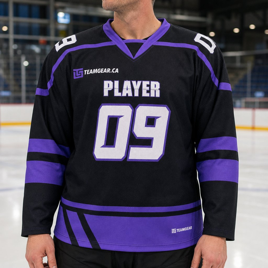 Custom Hockey Jerseys worn on model — TeamGear Canada