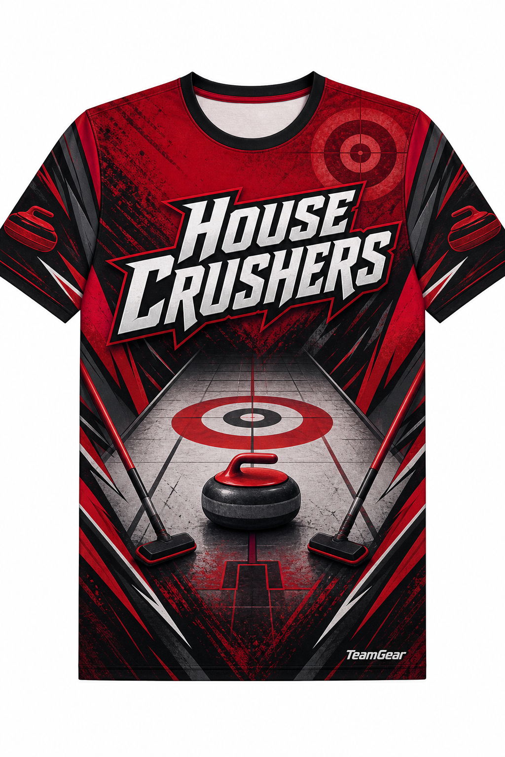 House Crushers Red Curling Jersey design
