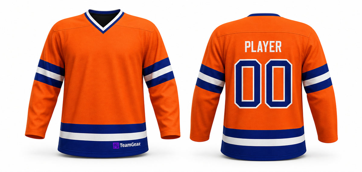 House League Hockey Jersey Burnt Orange/Royal Blue/White