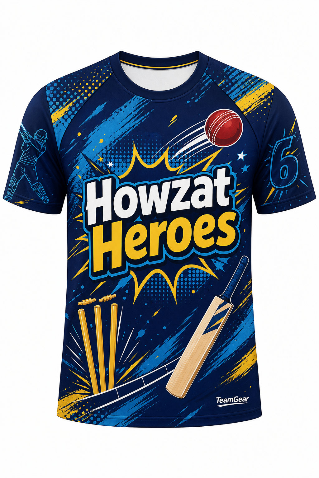 Howzat Heroes Navy Cricket Jersey design