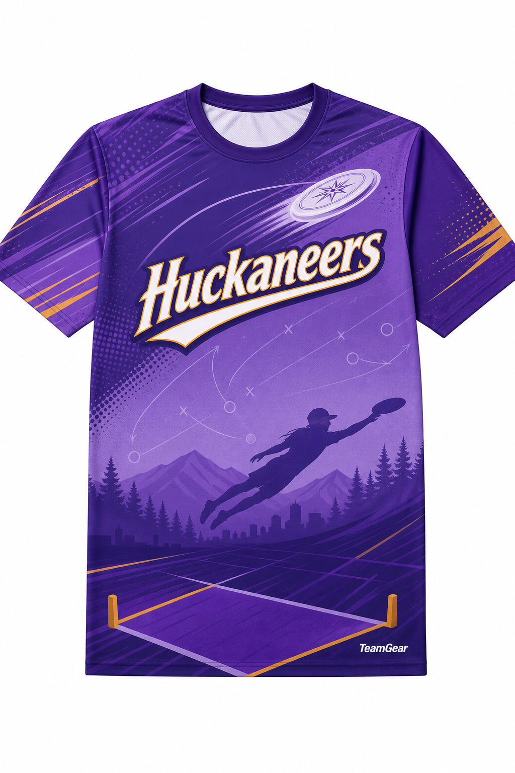 Huckaneers Purple Ultimate Frisbee Jersey design