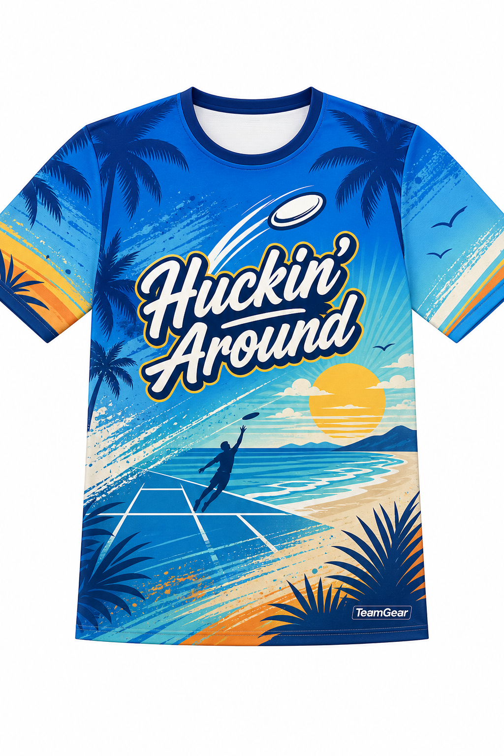 Huckin' Around Blue Ultimate Frisbee Jersey design