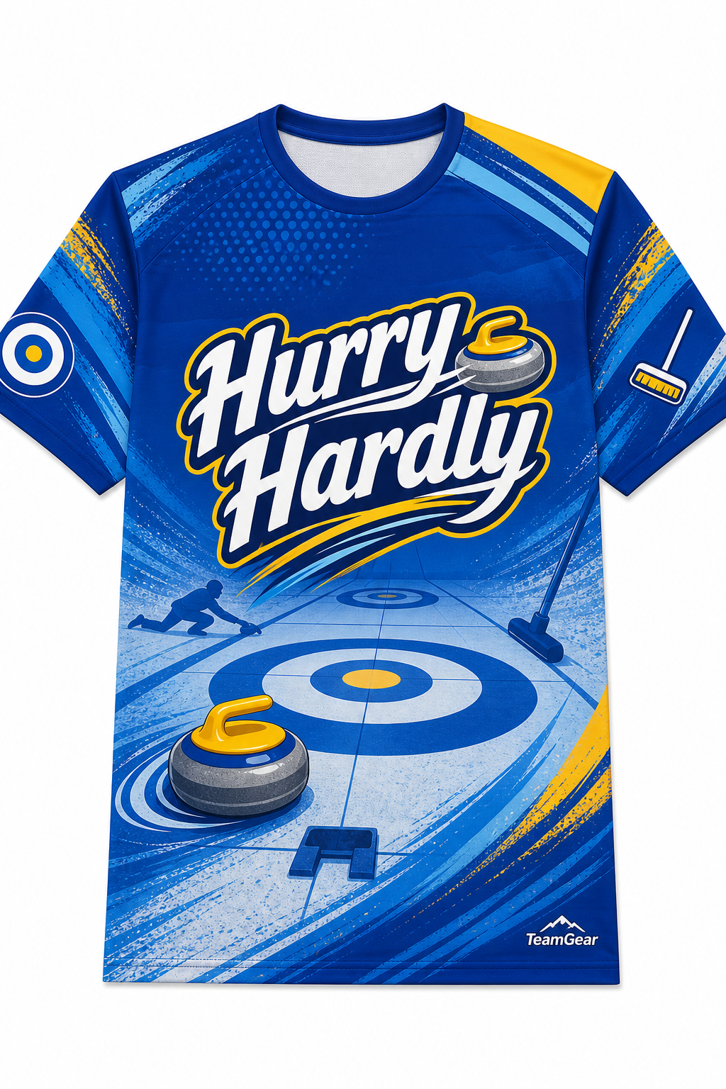 Hurry Hardly Blue Curling Jersey design
