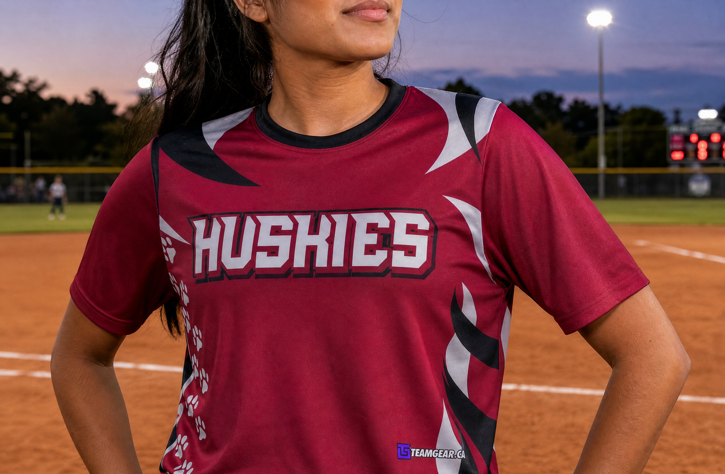 Huskies Softball Jersey — custom softball jersey worn on model — TeamGear Canada