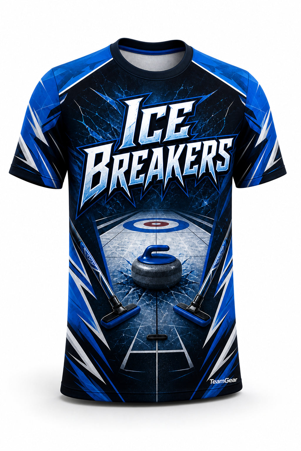 Ice Breakers Blue Curling Jersey - front and back view