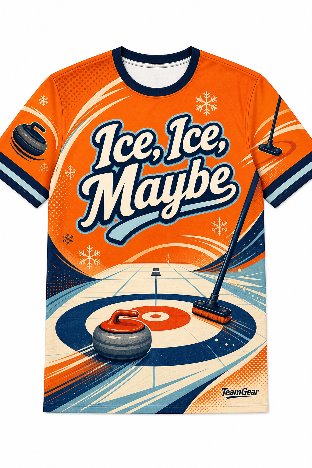 Ice, Ice, Maybe Orange Curling Jersey design