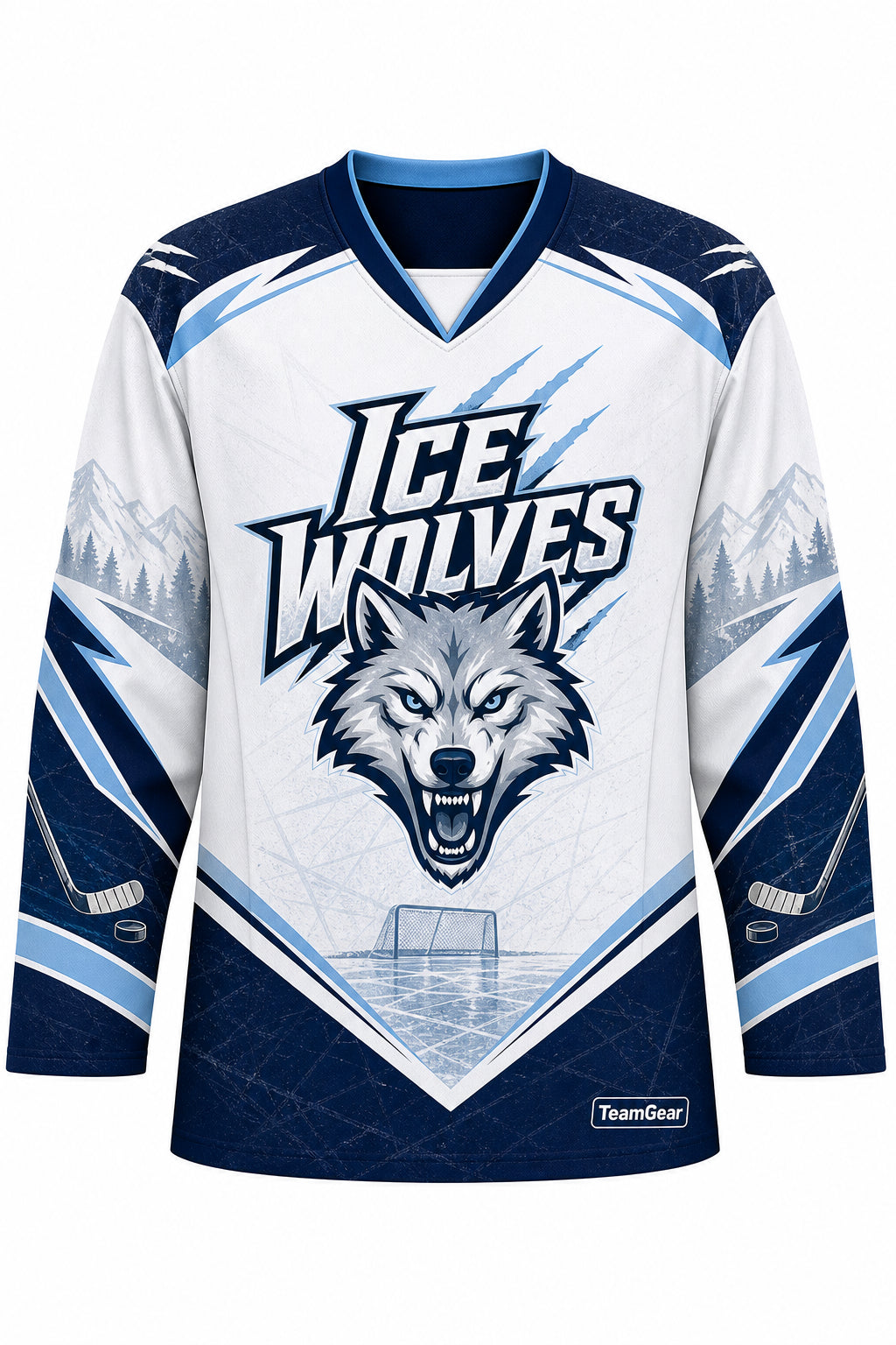 Ice Wolves White Hockey Jersey design