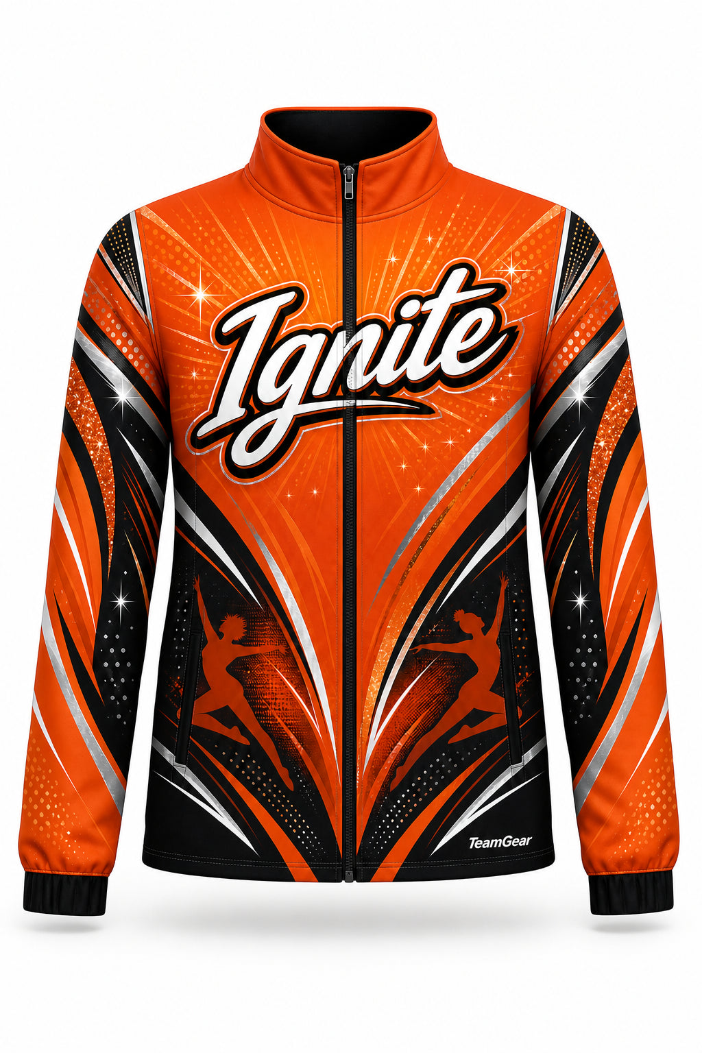 Ignite Orange Dance Jacket - front and back view