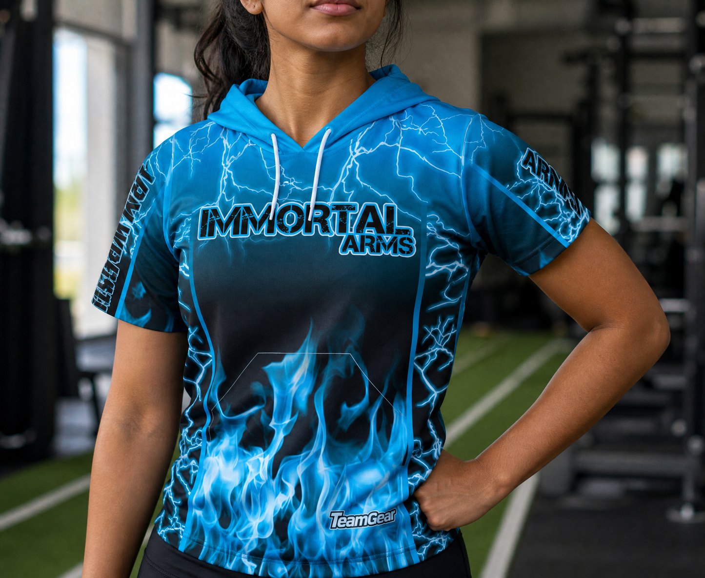 Immortal Arms Basic Hoodie — custom hoodie worn on model — TeamGear Canada