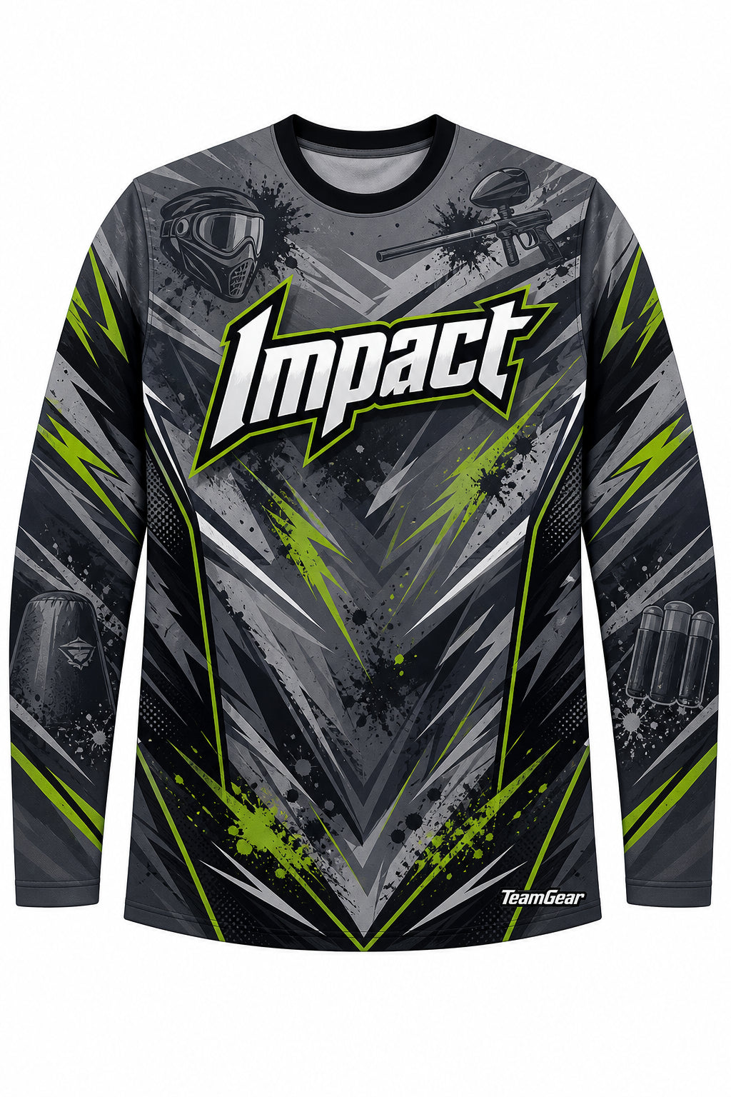 Impact Grey Long Sleeve Paintball Jersey design