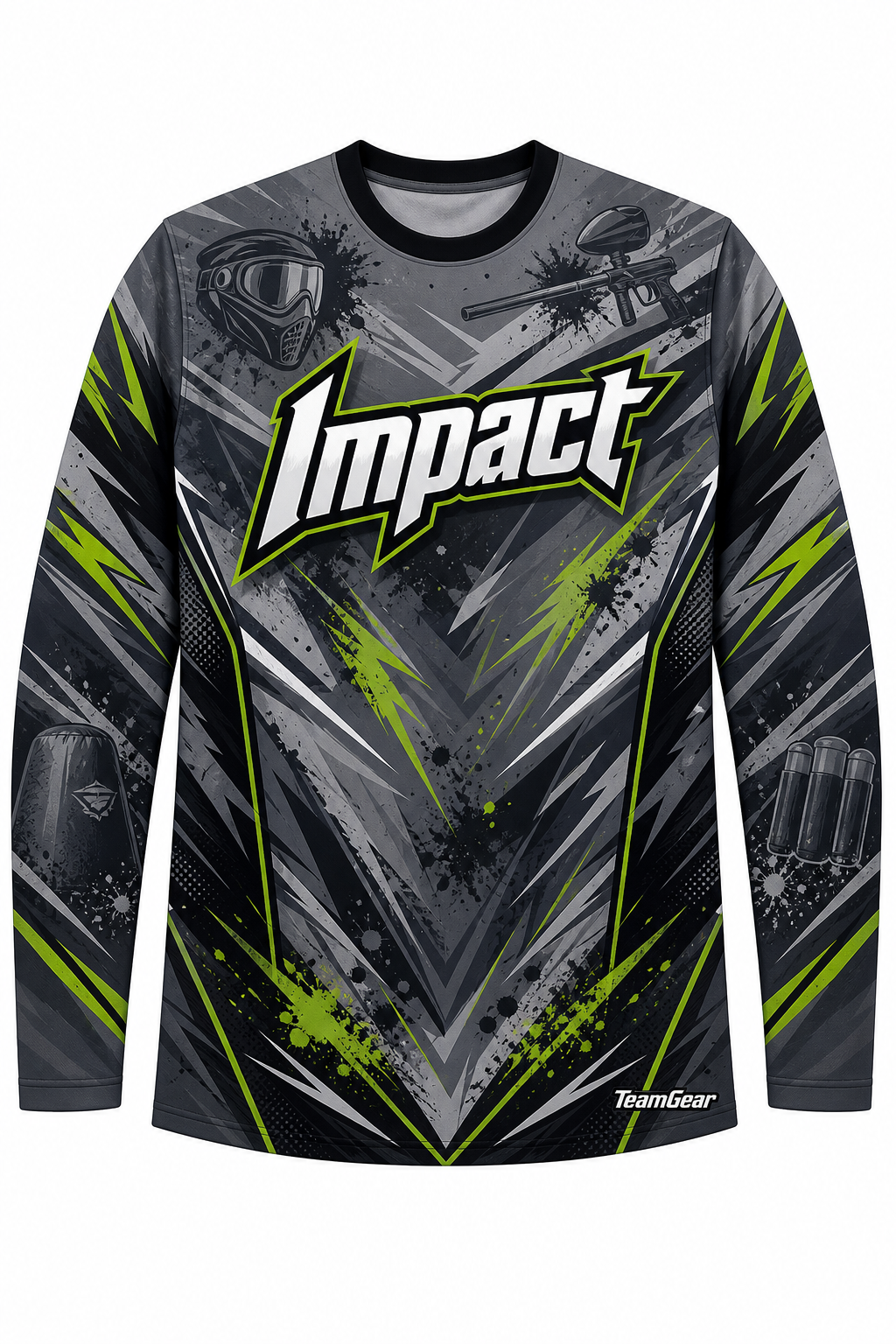 Impact Grey Long Sleeve Paintball Jersey design