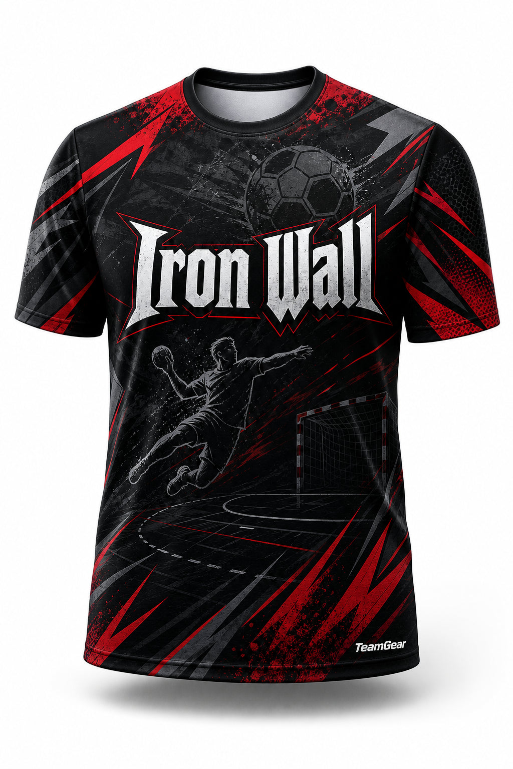Iron Wall Black Handball Jersey - front and back view
