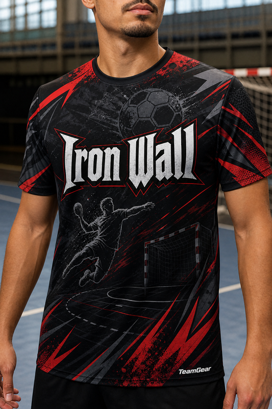 Iron Wall Black Handball Jersey — custom handball jersey worn on model — TeamGear Canada