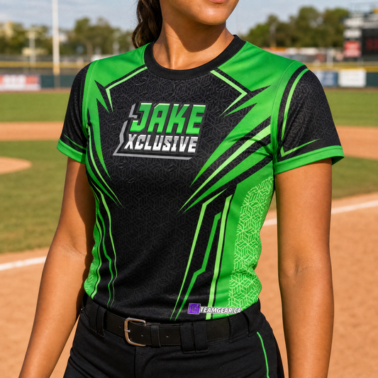 JakeXclusive Fully Sublimated Softball/Baseball Jersey — custom baseball jersey worn on model — TeamGear Canada