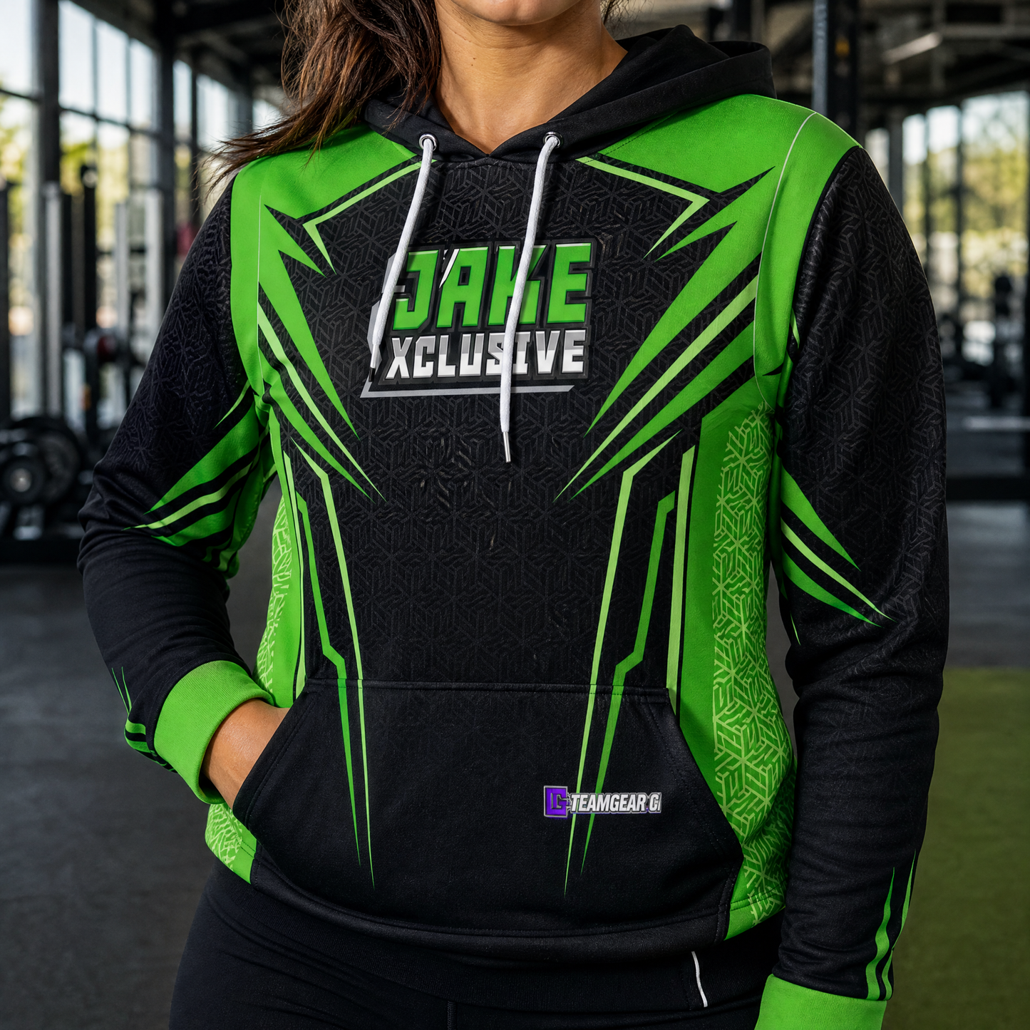 JakeXclusive Hoodie — custom hoodie worn on model — TeamGear Canada