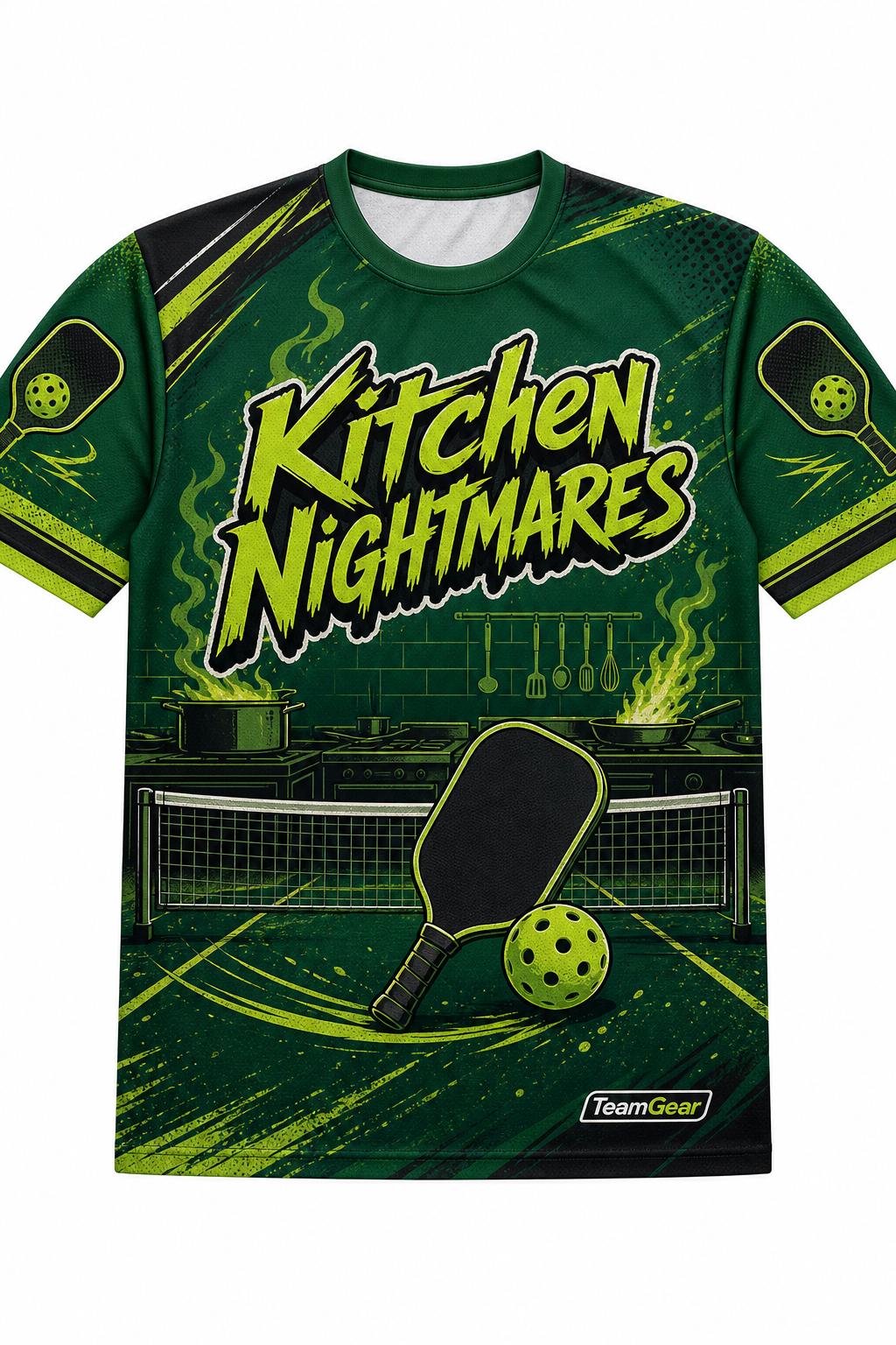 Kitchen Nightmares Green Pickleball Jersey with name and number