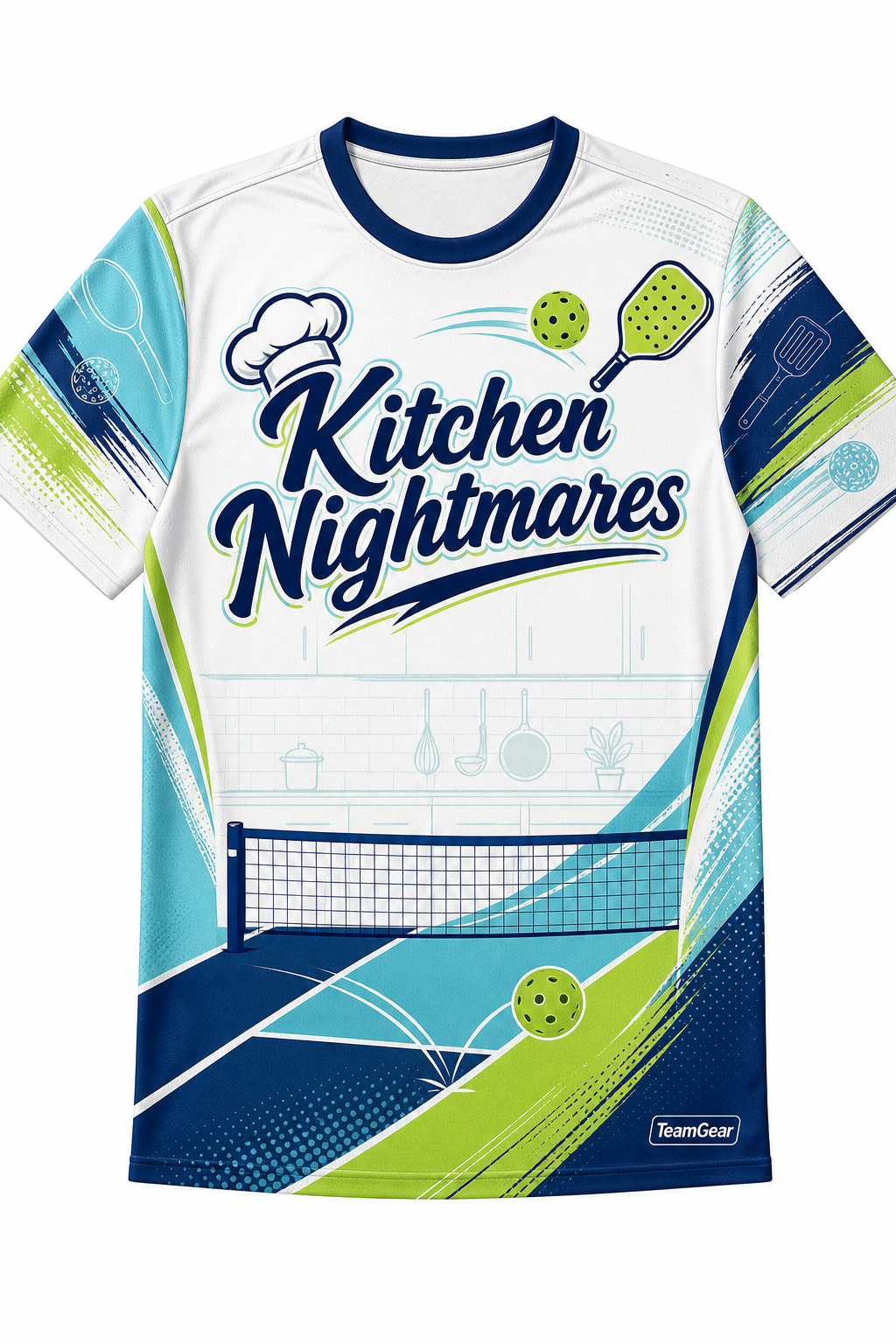 Kitchen Nightmares White Pickleball Jersey with name and number